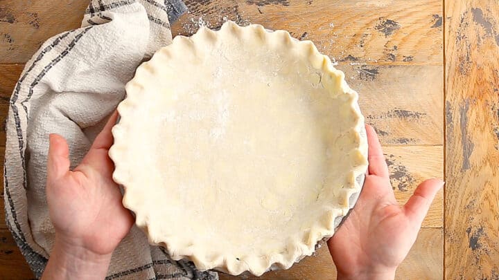 Prepared pie shell to chill.