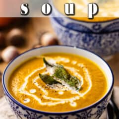 Pumpkin soup recipe with sage brown butter and a touch of cream.