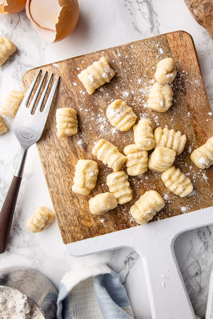Gnocchi recipes made with potato and shaped with a fork.