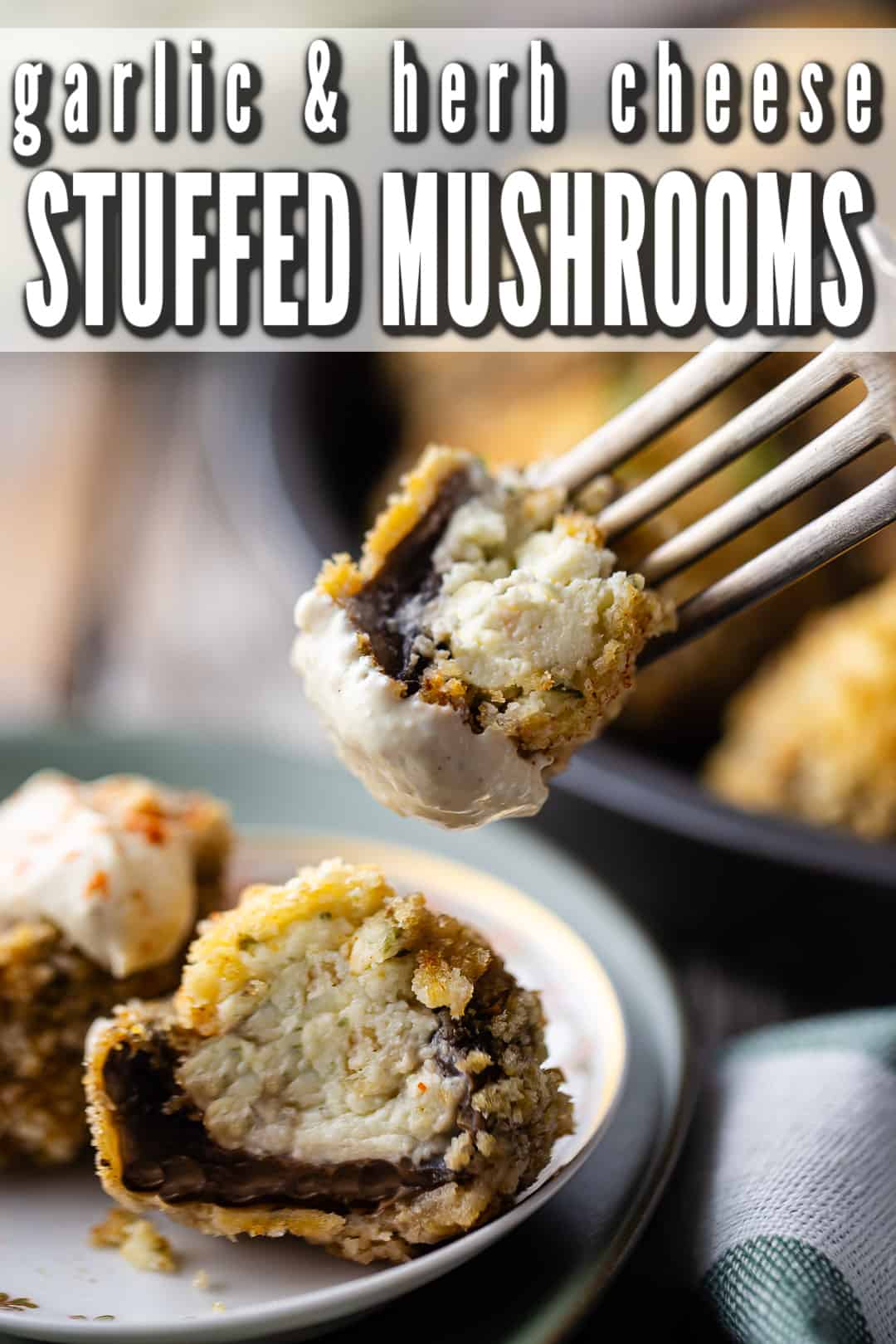 Stuffed mushrooms recipe, prepared and served with a creamy horseradish and Dijon dip.