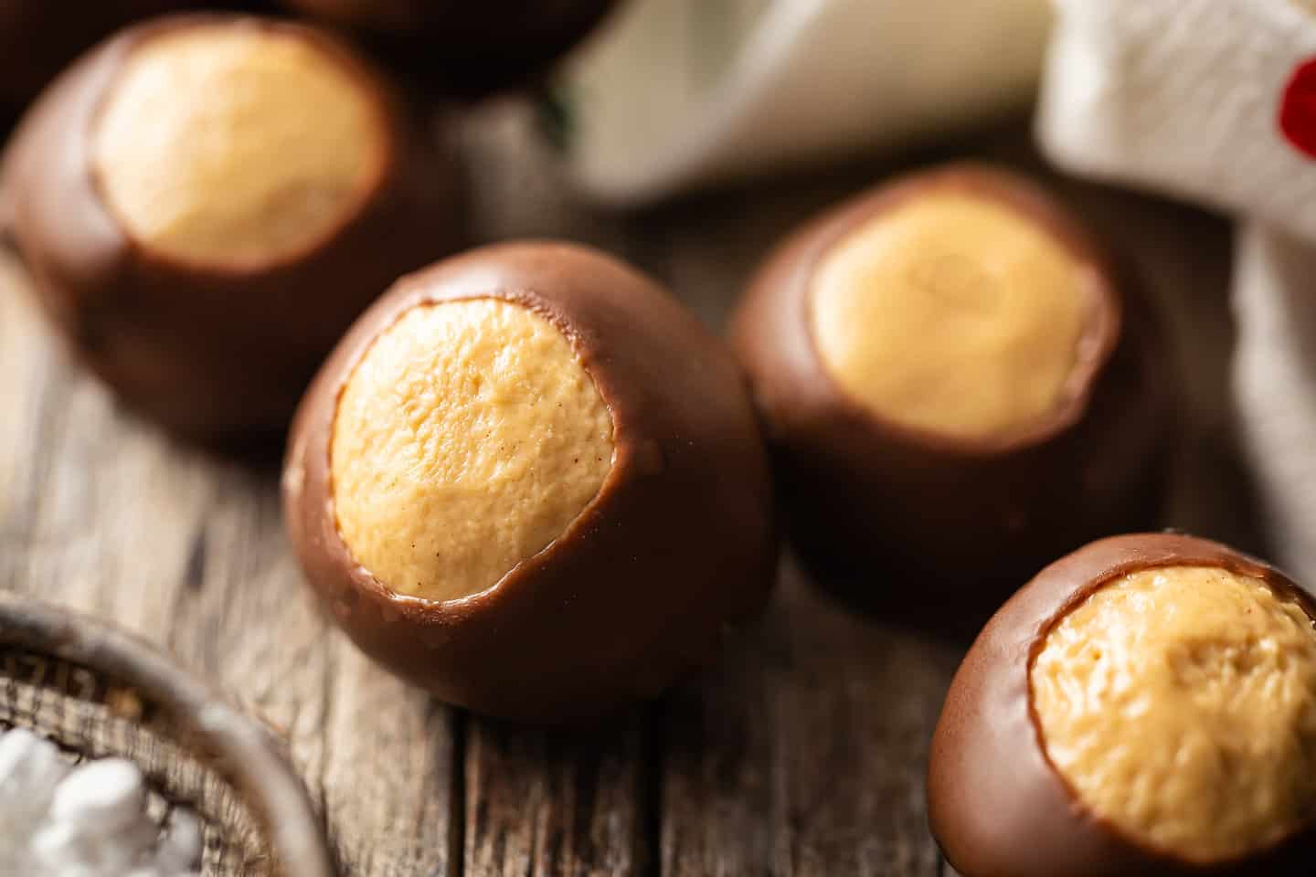 Buckeye candy recipe, made with peanut butter and chocolate.