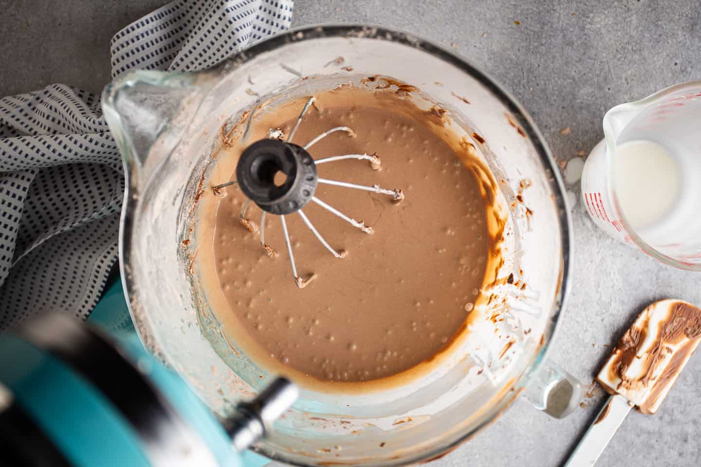 Chocolate whipped cream before whipping.