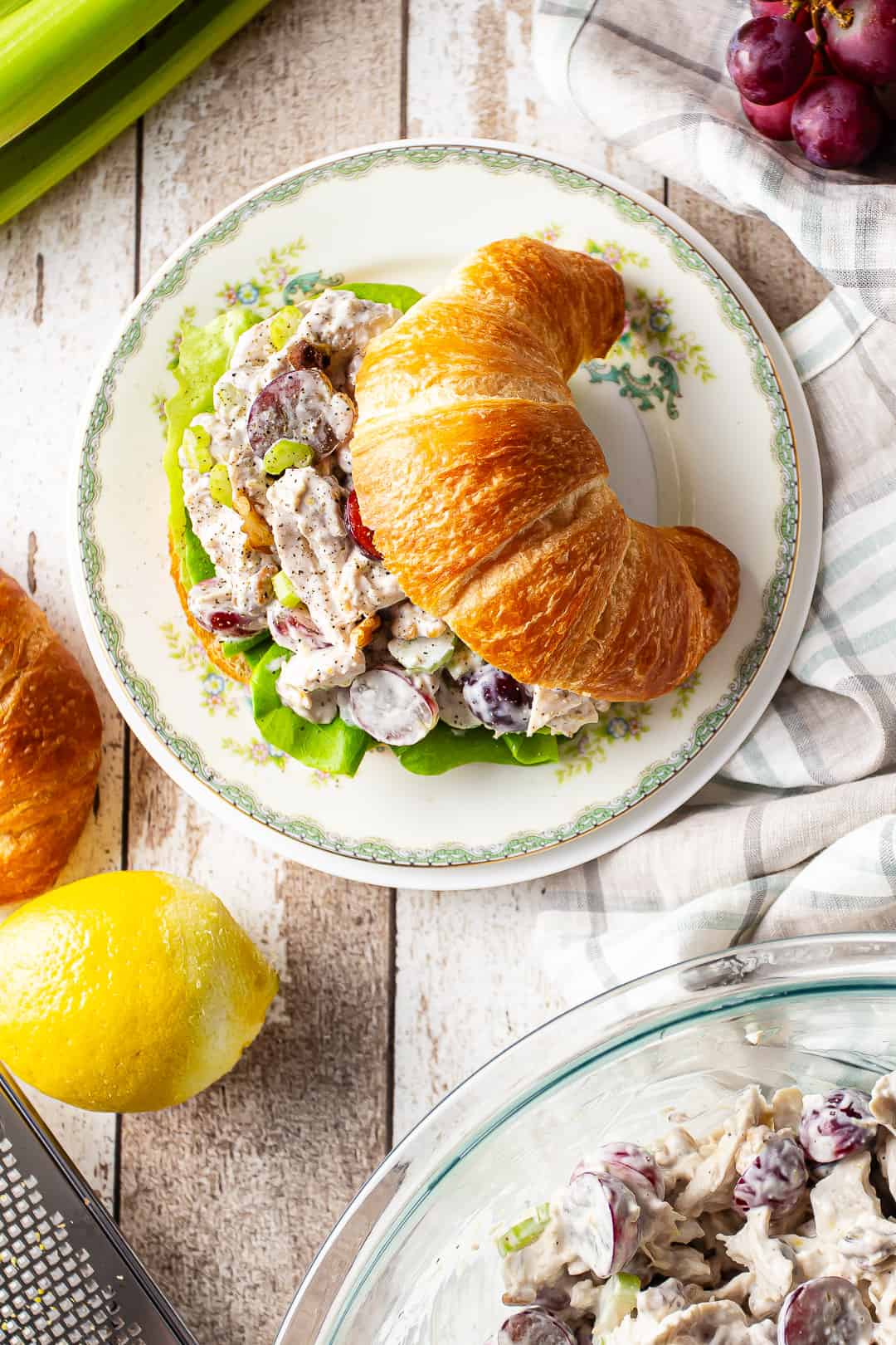 Chicken salad recipes prepared and served as a sandwich.
