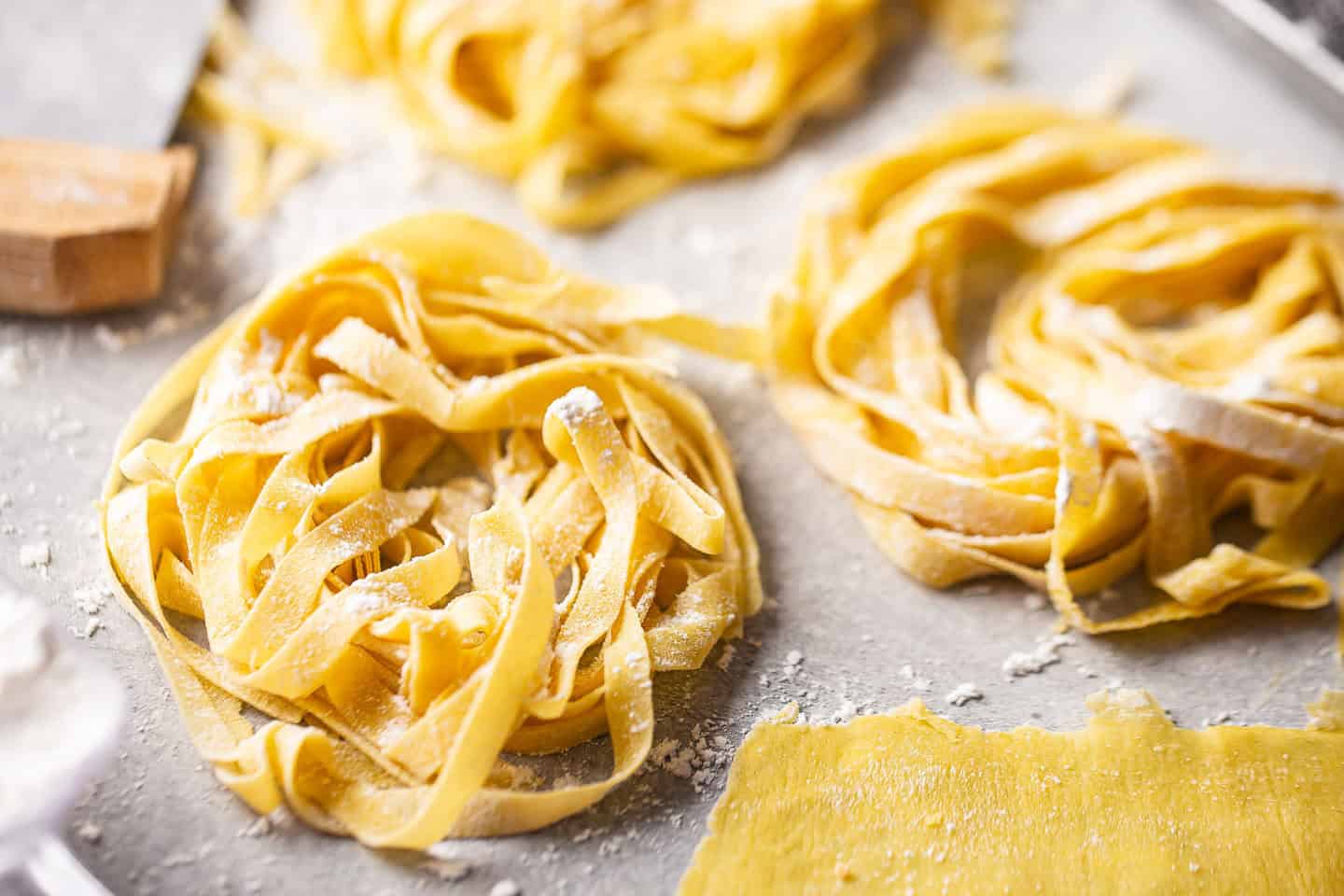 Homemade pasta recipes featuring freshly made tagliatelle.