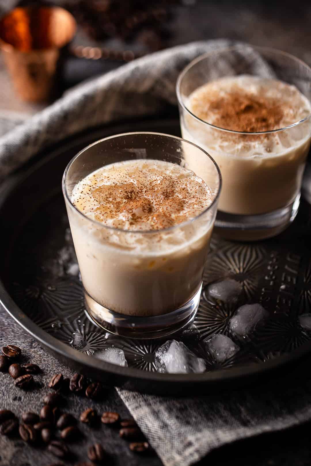 White Russian ingredients stirred together and served over ice.