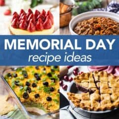 collage of Memorial Day recipes with text overlay.