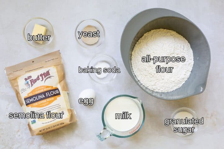 Ingredients for making English muffins.