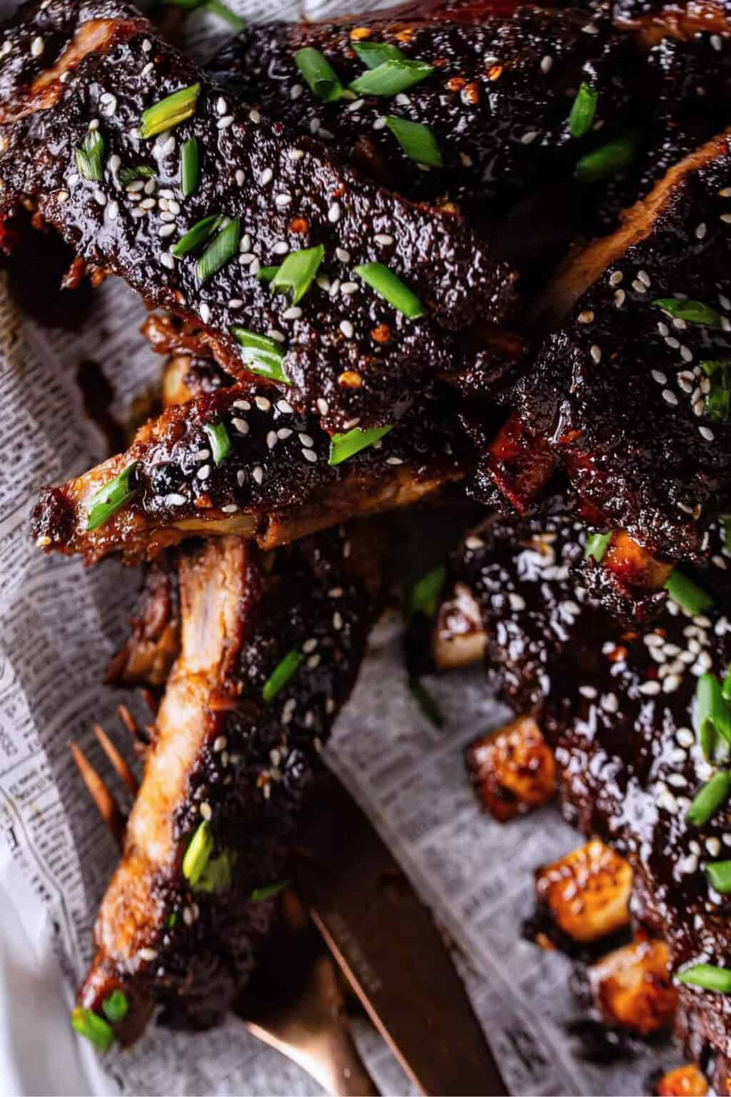 Baked Sticky Asian Ribs - Baking A Moment