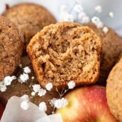 soft inside texture of applesauce muffin