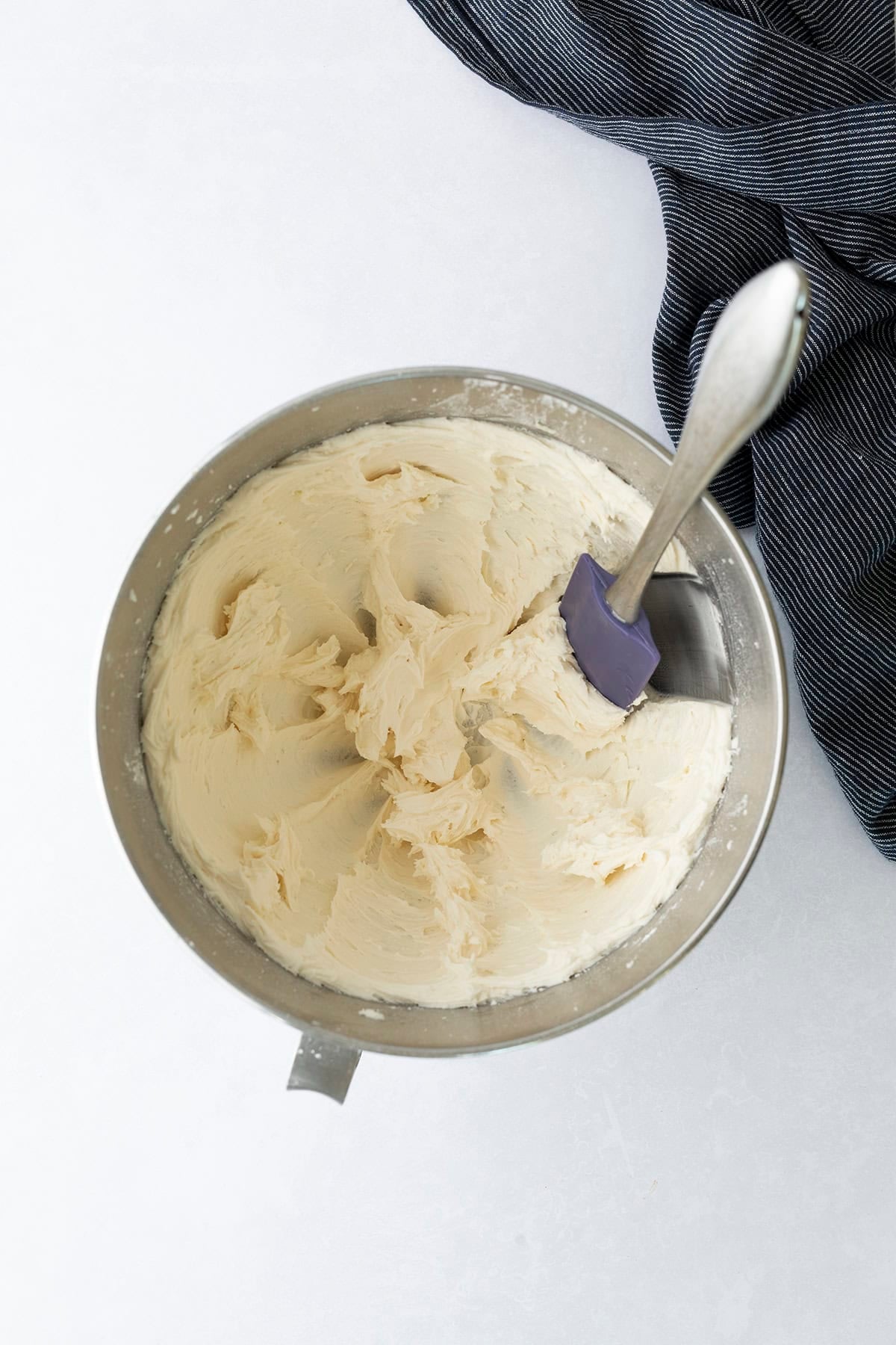 Frosting in a mixing bowl