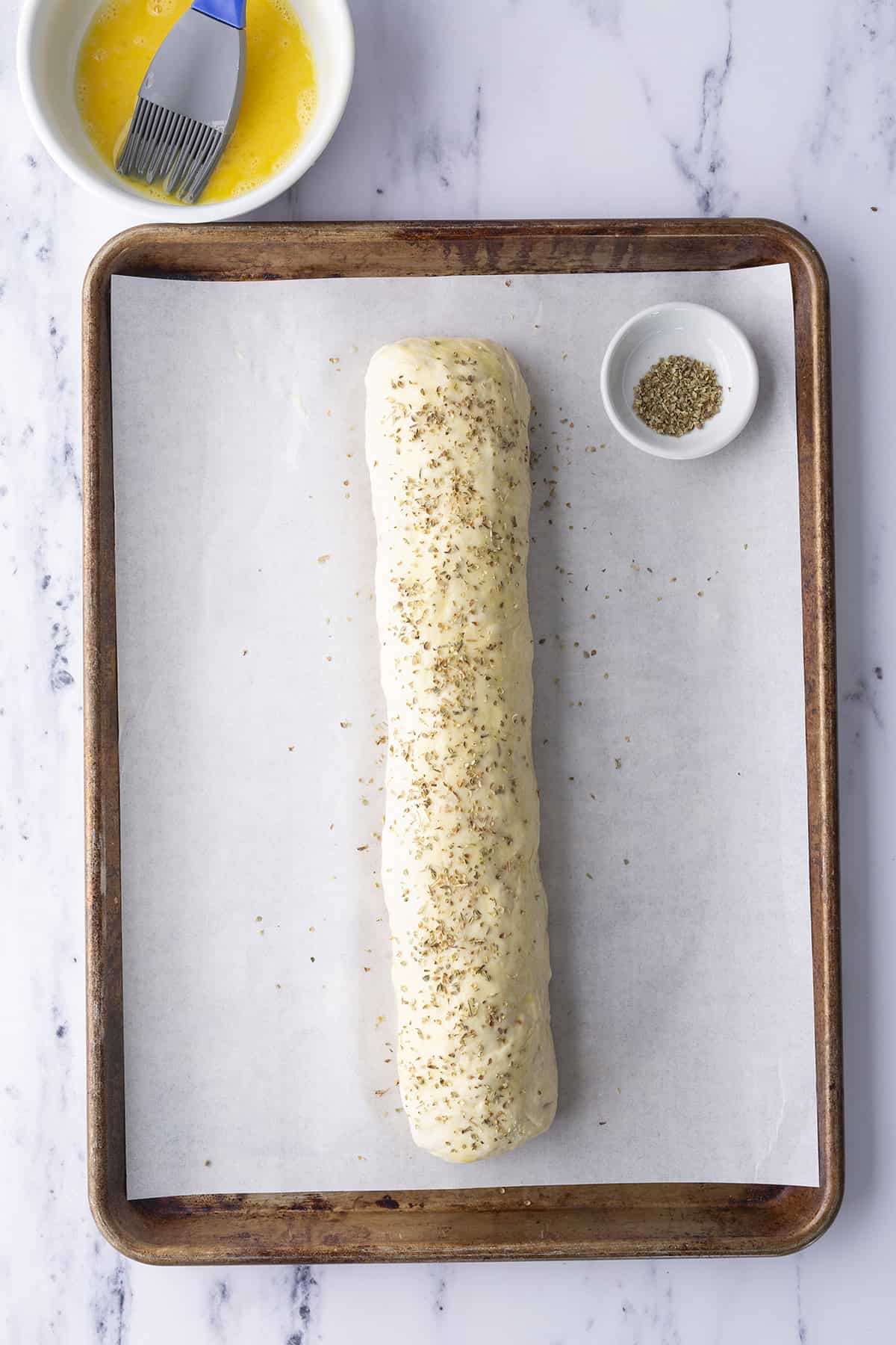 Oregano sprinkled on top