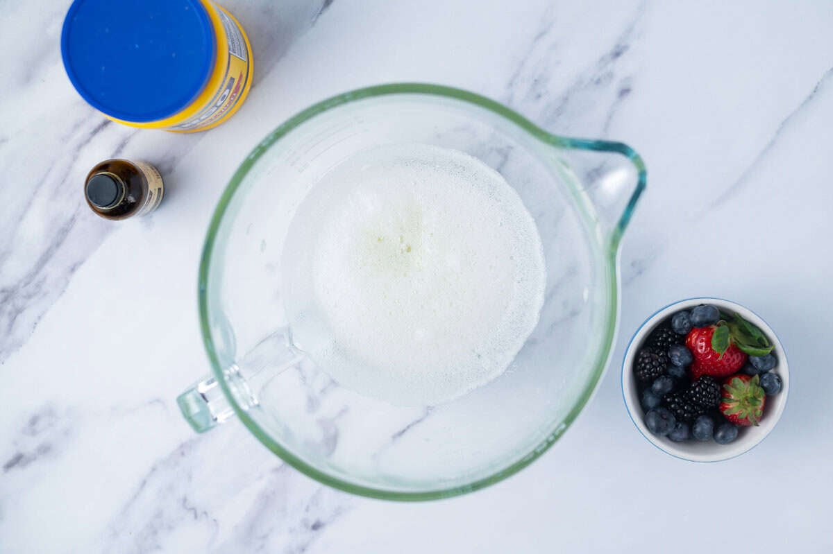 egg whites mixed until foamy in a mixing bowl