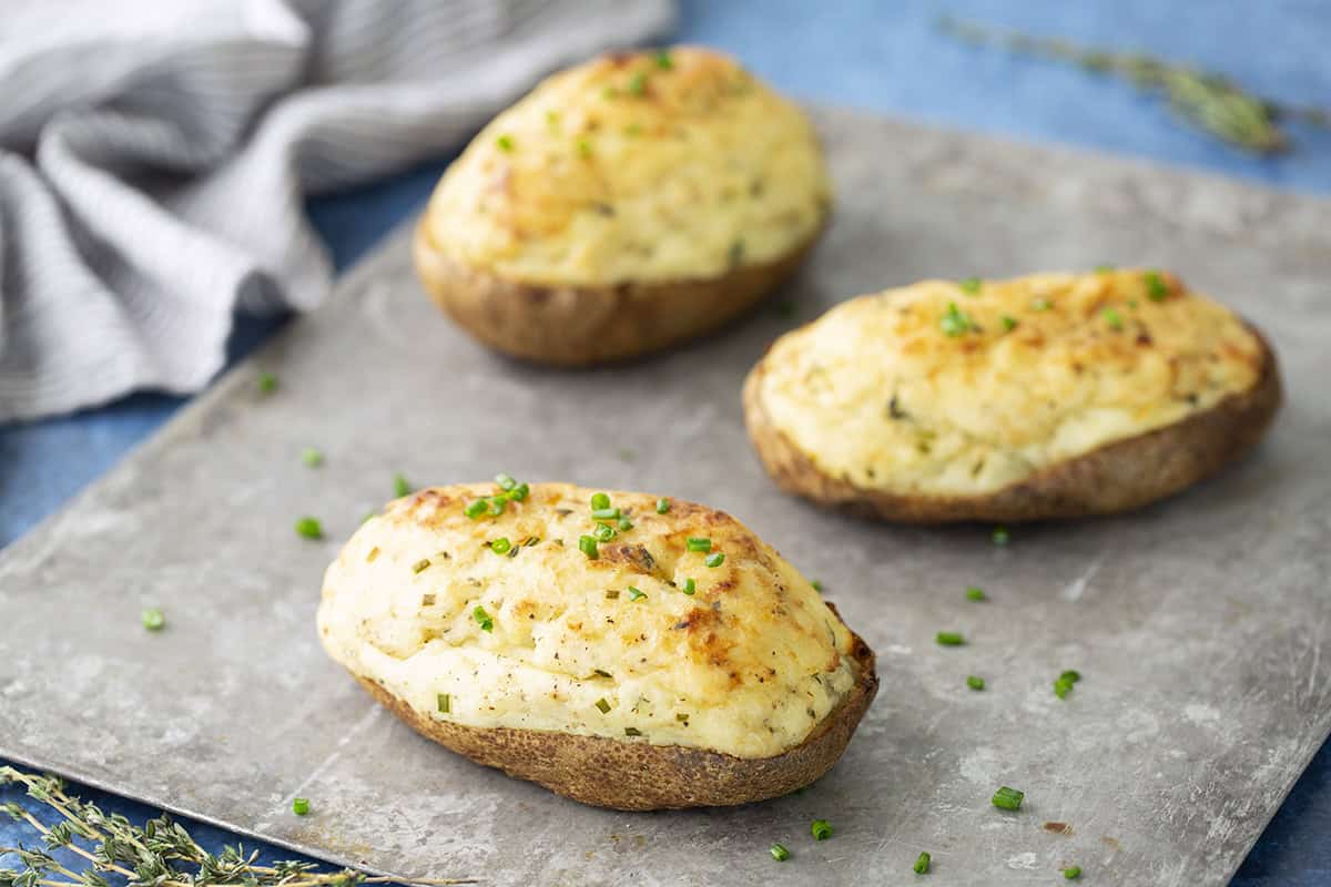 Twice-Baked Potatoes on a sheet pan