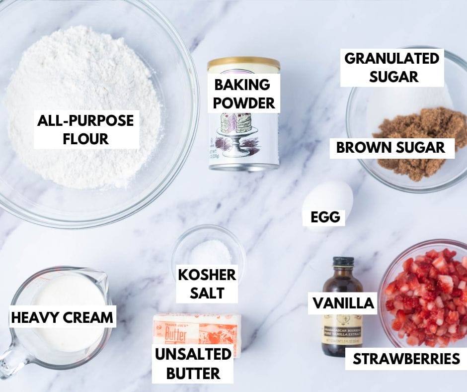Ingredients for strawberry scones