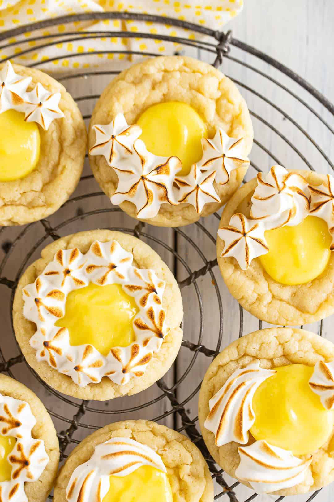 Lemon Meringue Pie Cookies on a baking rack.