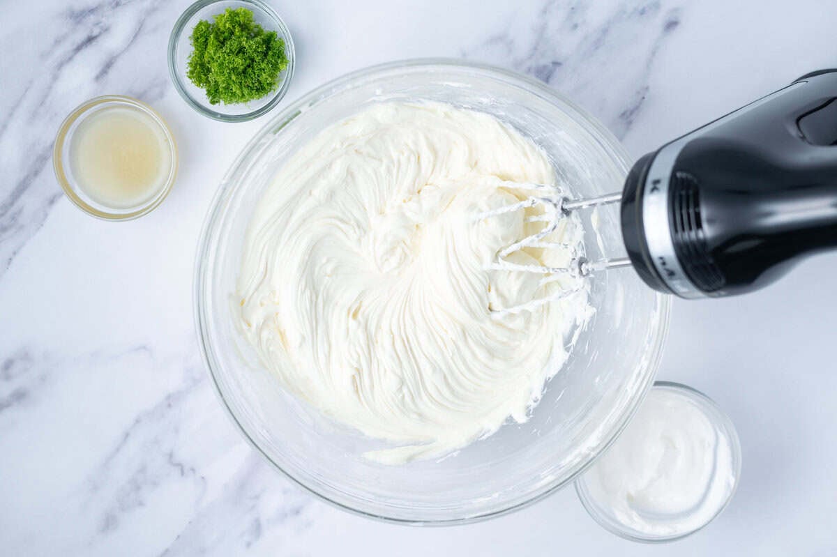 cream cheese beaten until creamy in a bowl with a hand mixer