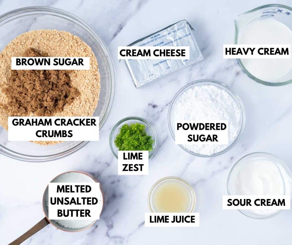 ingredients for key lime cheesecake