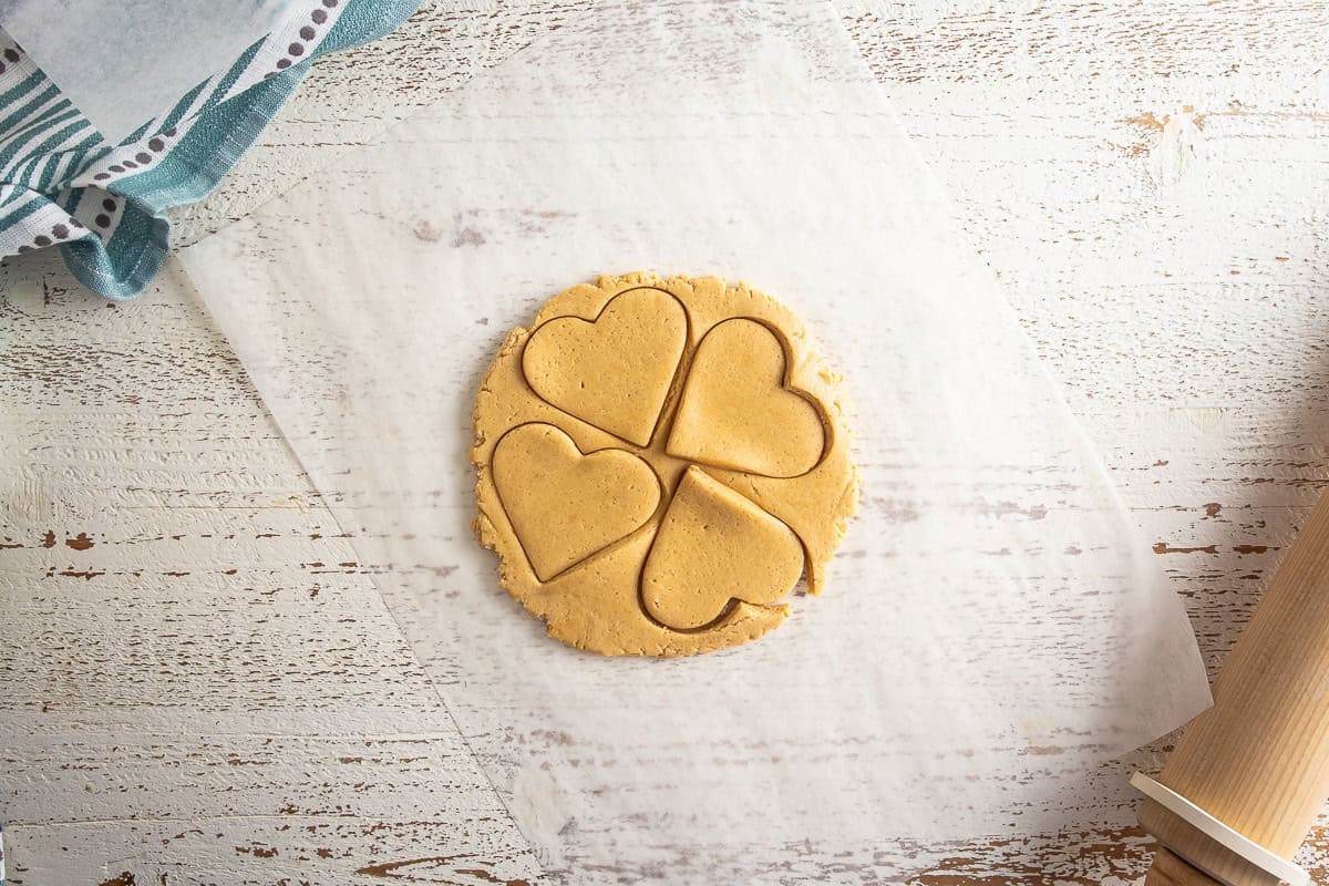 Cutting shapes for peanut butter cut-out cookies