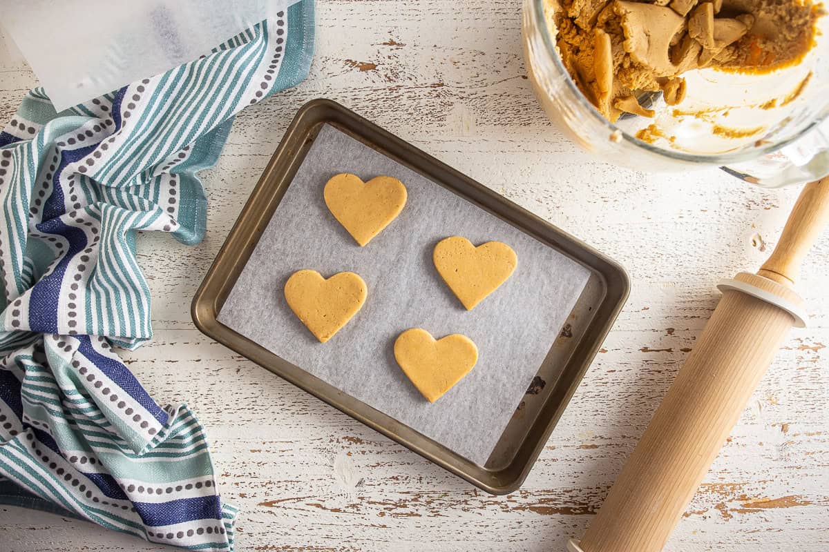 Unbaked cut-out peanut butter cookies