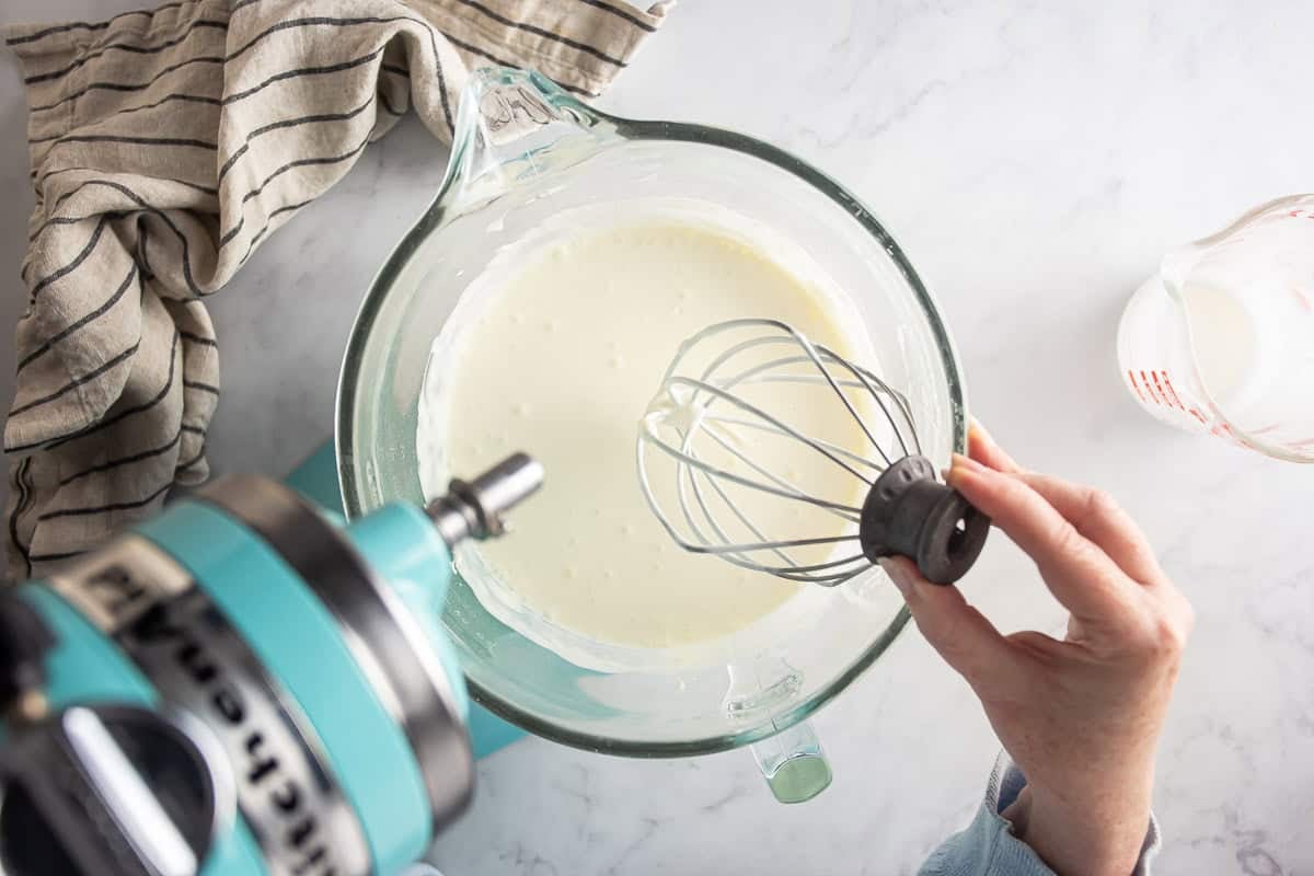 Whipping some sweet cream for maritozzi filling.