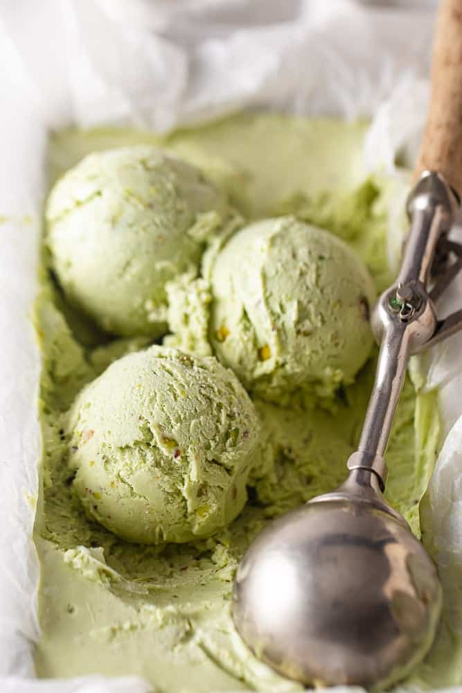 Pistachio Ice Cream in scoops