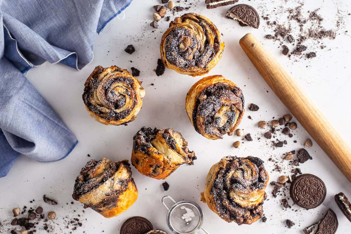 Baked cookie croissant swirls