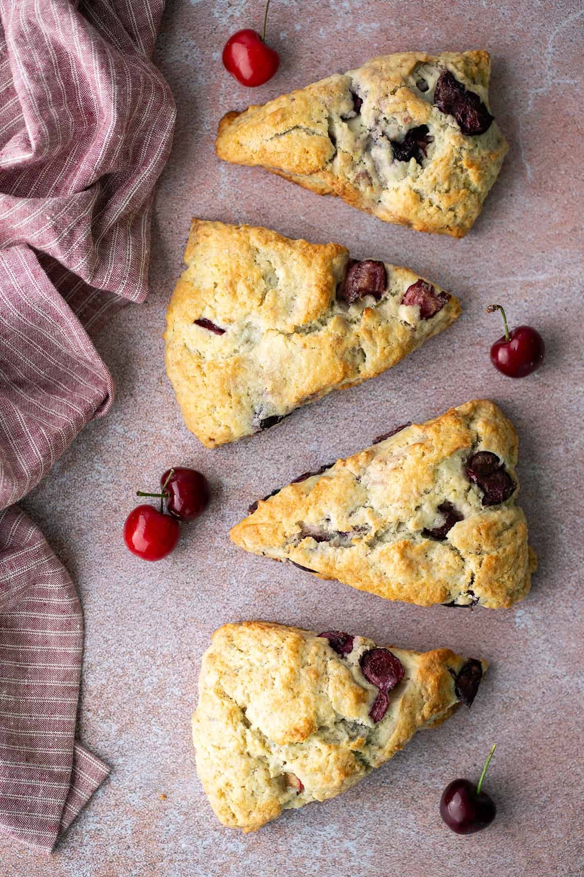 Cherry Scones in a row