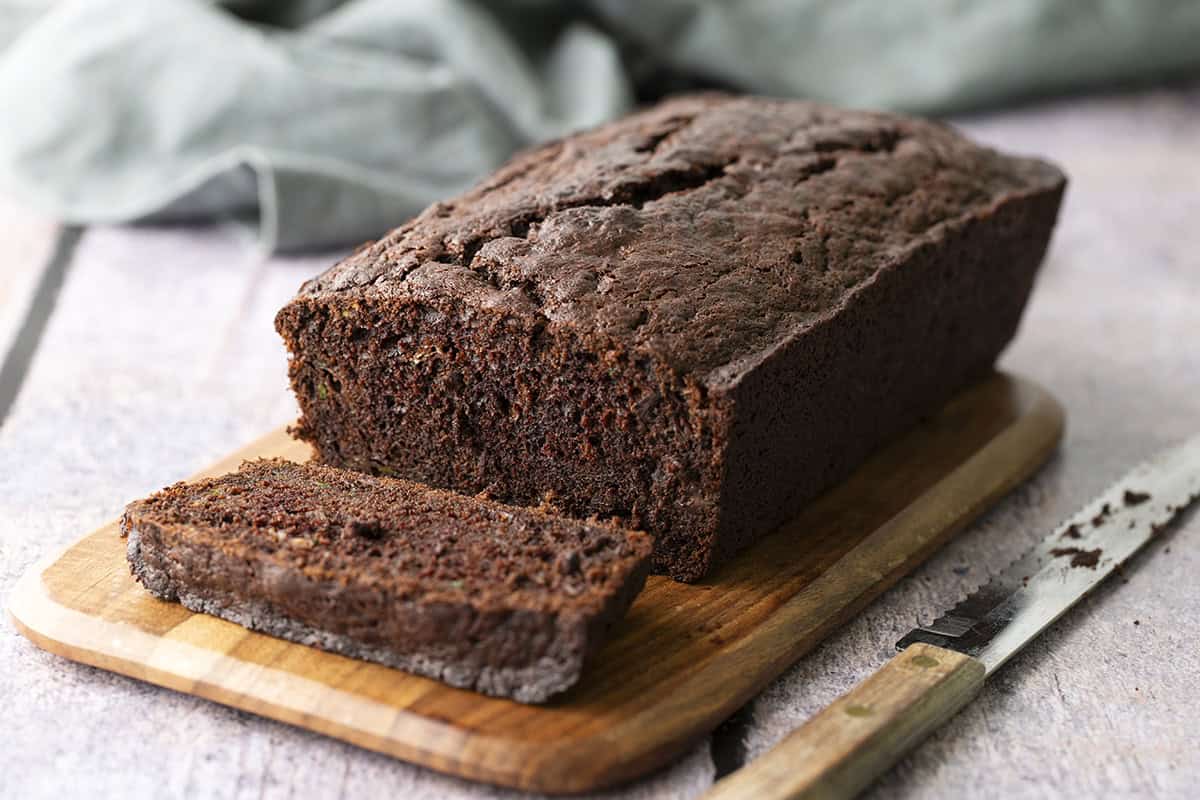 Chocolate Zucchini Bread on a cutting board