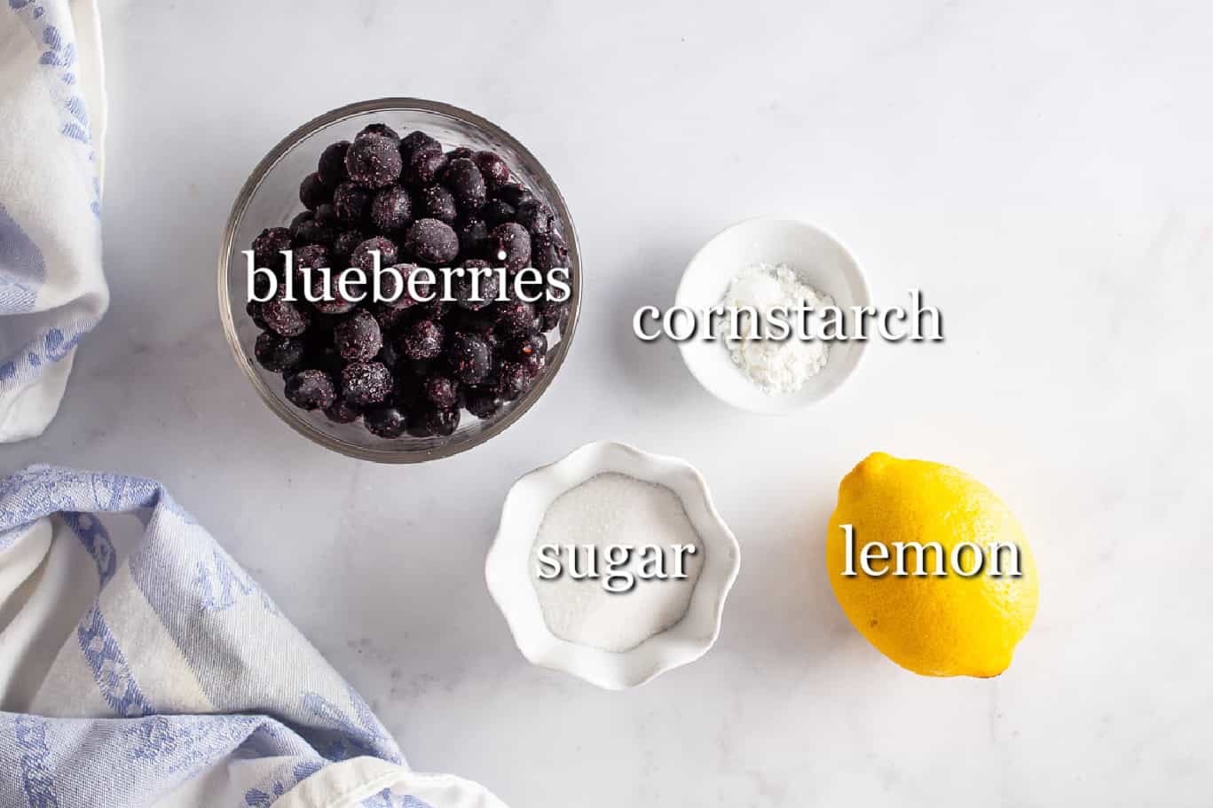 Ingredients for blueberry syrup.