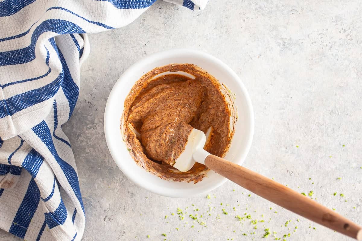 Elote spread after being mixed
