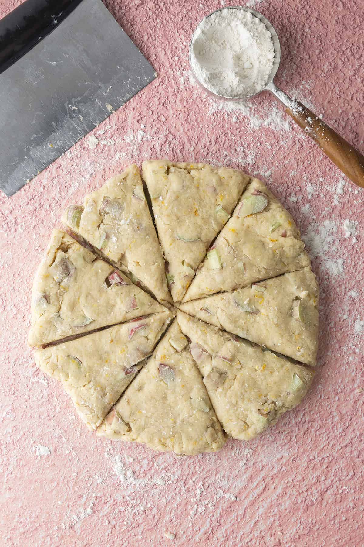 dough cut into wedges