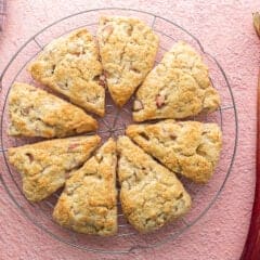 Rhubarb Scones on a cooling rack