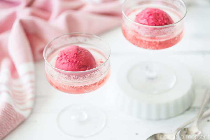 Cranberry Sorbet Champagne Floats