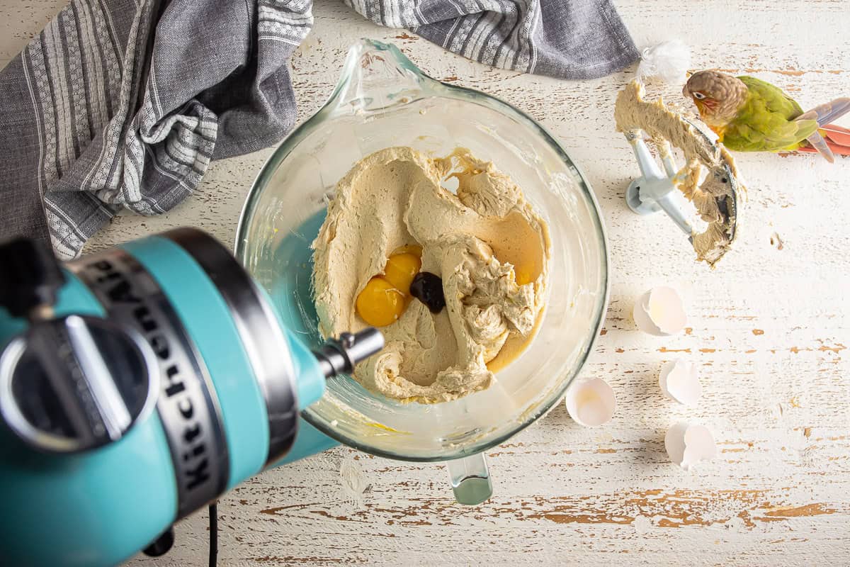 Adding yolks to the cookie dough