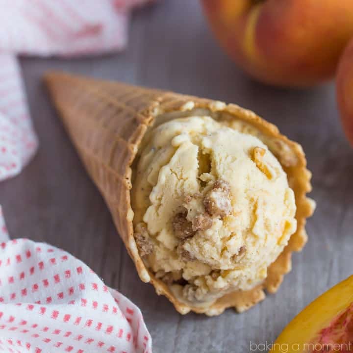 Brown Butter Peach Crumble Ice Cream