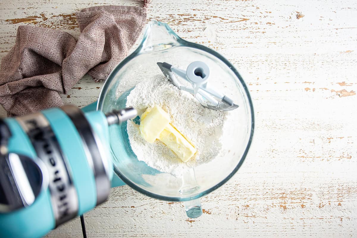 Adding butter to the dry ingredients for maple cake