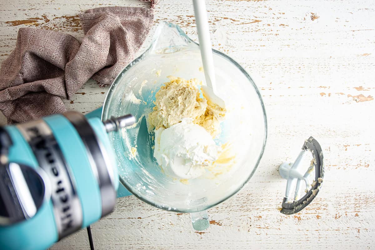 Adding sour cream to the maple cake batter