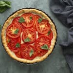 Tomato tart topped with basil